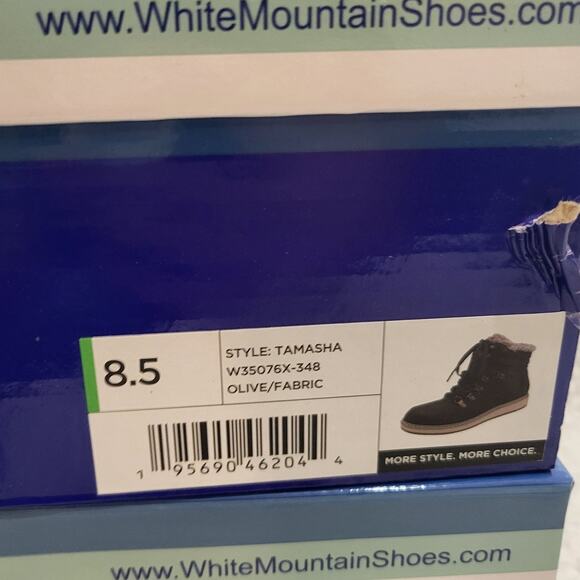 NIB WHITE MOUNTAIN Women's Shoes Tamasha Lace-Up Hiker Bootie Olive SZ 8.5 M - Picture 5 of 5